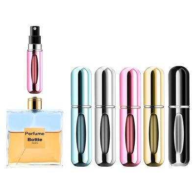 China Cosmetic Free packaging Wholesale refillable 5ml aluminum spray perfume bottle mini pocket travel perfume atomizer for sale