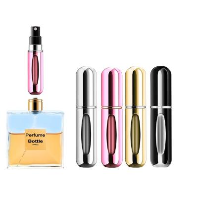 China Cosmetic In Stock Shiny/Matte Refillable Perfume Bottle 5ml Mini Portable Pocket Spray Bottle Empty Aluminium Refillable Perfume Atomizer for sale