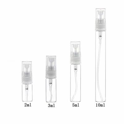 China Perfume 3ml 5ml 8ml 10ml Perfume Atomizer Vials Glass Bottle With Plastic Spray Pump Mini Tester Bottles for sale