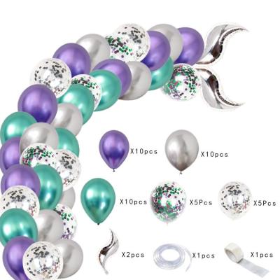 China Eco-friendly Mermaid Tail Balloon Garland Set Mermaid Tail Arch Party Supplies With Purple Green Confetti Balloons for sale