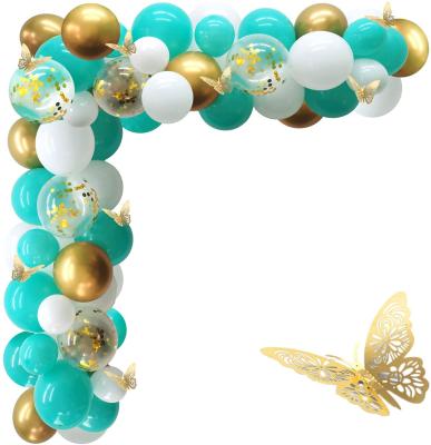 China Teal Balloon Garland Kit Eco-Friendly Balloon Arch Kit Teal with Balloon Garland Gold Butterfly Turquoise Kit for sale