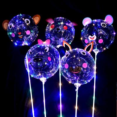 China Eco-friendly Round 20inch Bubble Balloons Kids Animal Bobo Balloons LED Bobo Balloons Toys for sale