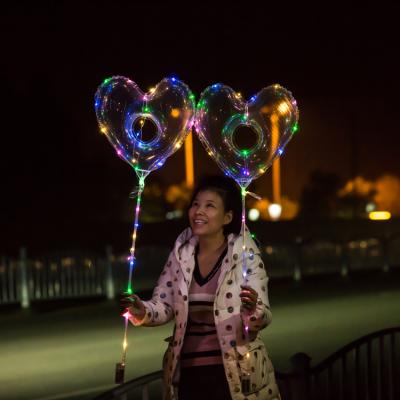 China Eco-friendly Low Price Hot Sale Heart Shape Bobo LED Balloon With Stick Multicolor Led Balloons Wholesale for sale