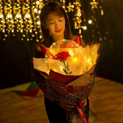 China 2021 New Design Valentines Day Eco - Friendly Gift For Women Rose Bouquet LED Bobo Balloons for sale