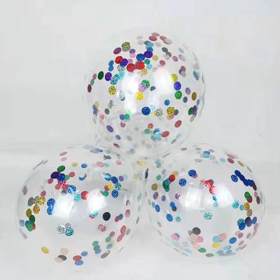 China New Type Eco-friendly Transparent Round Laser Confetti Bubble Confetti Balloons 12 Inches for sale