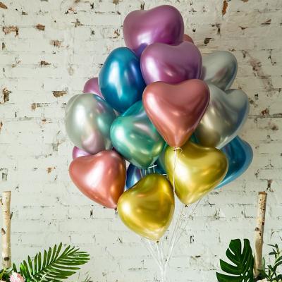 China Eco-friendly Metal Heart Latex Metallic Balloon For Wedding Celebration Opening Party Decoration for sale