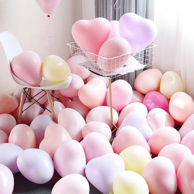 China Eco-friendly Candy Colored Macaron Latex Heart Shaped Balloon For Wedding Celebration Opening Party Decoration for sale