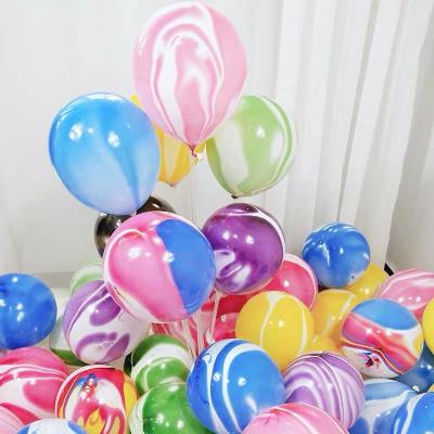 China China Wholesale Eco-Friendly Marbled Balloons 12inch Round Helium Multicolor Agate Latex Balloons Set Rainbow Color Marble Balloon for sale