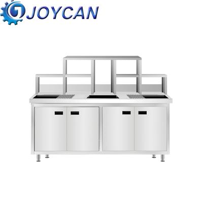 China Hot Milk Tea Table Display Stainless Steel Countertop Hotel Vending Bubble Tea Equipment Milk Tea Cart Design for sale