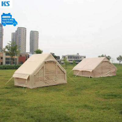 China Four Seasons Glamping Instant Inflatable Waterproof Canvas Tent Easy Setup Tent Big Stake Cabin Space Tube Type Tent For Party Event for sale