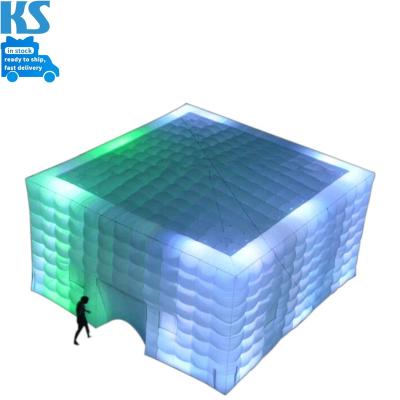 China Big Cube Wedding Party Led Lightweight Inflatable Nightclub Tent 16 Colors Dimmable Portable Mobile Air Cube Tent for sale