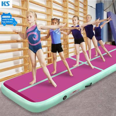 China Taekwondo Inflatable Somersault PVC Kids Yoga Mat Fitness Drawing Air Cushion Sports Inflatable Training Mat Gymnastics Mat for sale