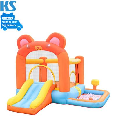 China Outdoor Inflatable Playground Bounce House Castle Inflatable Juegos Slide Bear Theme With Blower Inflatable Castle For Kids Indoor Outdoor for sale