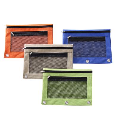 China Schools & Office Binder Pockets for 3 Ring Binder Pencil Pouch Pen Holder Case with Clear Window Zipper Stationery Bag for School Classroom Office for sale