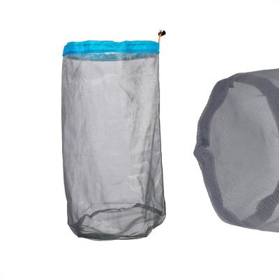 China Lightweight Mesh Nylon Drawstring Bag Folding Nylon Cylinder Travel Bag Drawstring Stuff Storage Bag for sale