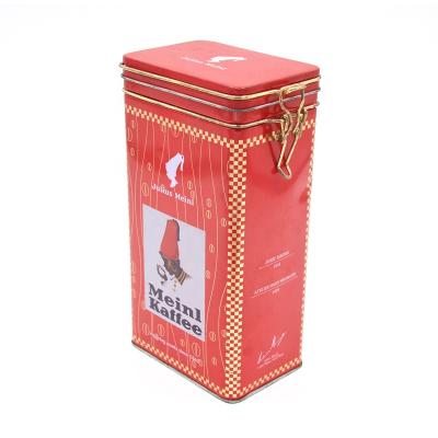 China Airtight Rectangular Airtight Coffee Canister Box With Metal Clasp for sale