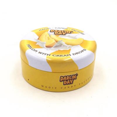 China Recycled Materials High Quality Custom Printed Round Candy Tin Box With Edge Rolled Inward Lid for sale