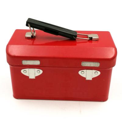 China Recycled Materials Wholesale Tool Box Shaped Custom Small Gift Tin Box With Handle For Kids for sale