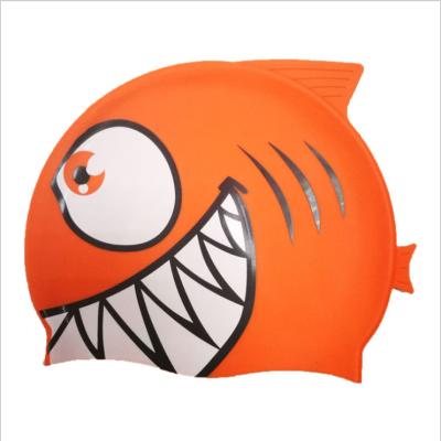 China Swim Cap Silicone Fun Swim Swimming Hats For Girls And Boys, Kids Swimming Hats With Cartoon Sharks Swim Cap Custom Logo For Kids for sale