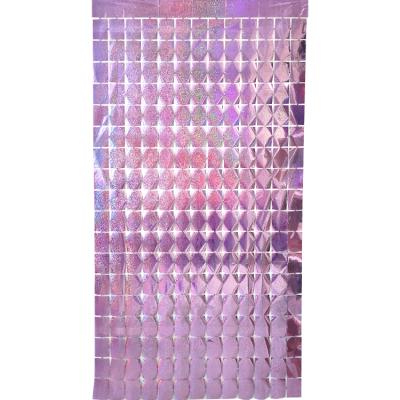 China Party Decoration Aluminum Foil Curtain Backdrop Square Foil Curtain For Bridal Shower Birthday Wedding Engagement Bachelore Baby Shower for sale