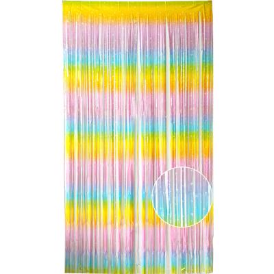 China Metallic Aluminum Tinsel Door Curtain Party Decor 1M x 2M Macaron Multi Color Curtain Fringe Party Decor for sale