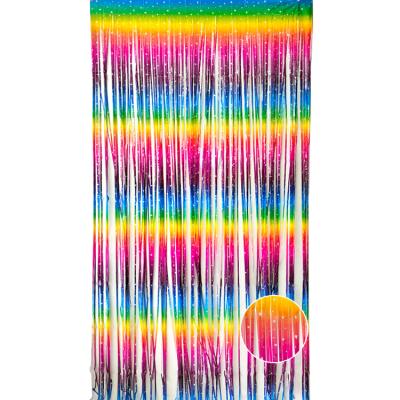 China Party decoration 3.2ft x 6.4fMetallic color foil fringe curtain foil curtain for t party decoration backdrop for sale