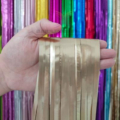 China Hot Sale 2021 Party Decoration Foil Metallic Fringe Curtain Light Blue Photo Booth Props Curtains for sale