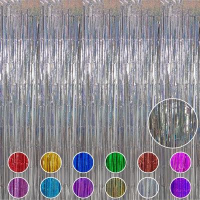 China Party Decoration China Made Metallic Aluminum Curtain Laser Laser Aluminum Fringe Metallic Curtain for sale