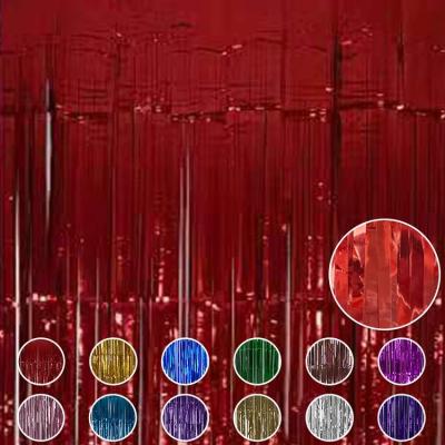 China Party decoration factory supply 2021 hot sale colorful shimmer fringe foil dust curtain door curtains for sale