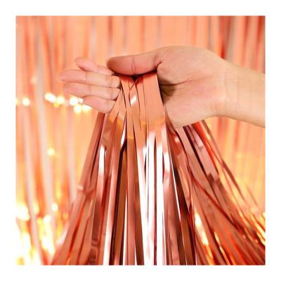 China Party Decoration 2021 New Design Rosegold Foil Curtains Foil Door Curtain Party Decorations Fringe for sale