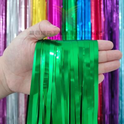 China Party Decoration Factory Directly Sell Blue Tinsel Lake Foil Fringe Curtain Tinsel Foil Curtain For Party for sale