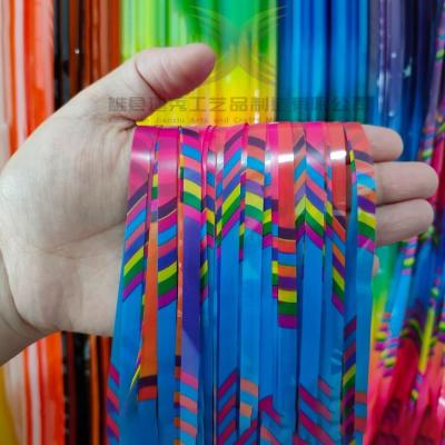 China Good Quality Party Decoration New Design Macaron Striped Tinsel Shimmer Foil Door Curtain Foil Fringe Curtain For Party for sale