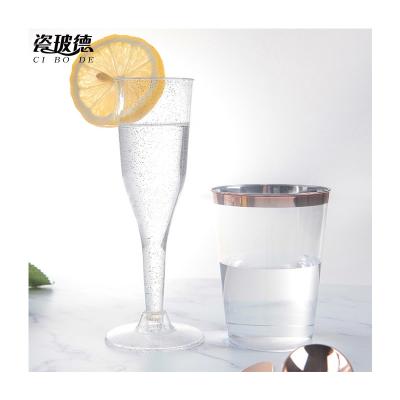 China Plastic Champagne Flutes Glasses Custom Gift Box Disposable Champagne Glasses Wedding Gold Glitter Glassware Unbreaken for sale