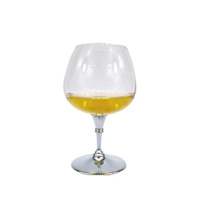 China Metal Feet Base Manufacturer Zj 035 Professional Whiskey Brandy Glass Cup For Bar for sale