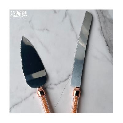 China Disposable Wedding Knife and Cake Server Diamond Stainless Steel Set Kitchen Utensils Cheese Pizza Cake Knife for sale