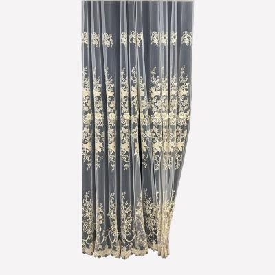 China Curtain Fabric Factory New Arrival 100% Embroidered Polyester Bead Rope Bay Window Pure Based Embroidered Curtain Fabric In Europe Floral XXC for sale