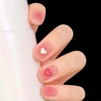 China Hotsale Design Pink Matte Frosted Sweetheart Short Square False Nails Press On Nails for sale