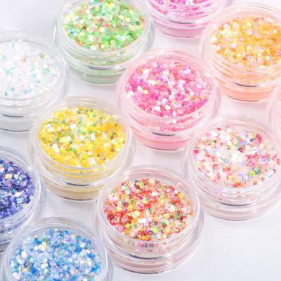 China New Arrival Color Glitter Chunky Hexagon Offset Nail Art Decorations Nail Glitter Mixed Color Glitter for sale