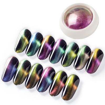 China Nail Tips Art Decorations 2022 Acrylic Colors Cat Eye Effect For Nail Art Decoration Powder 12 New High Quality Mirror Nail Powder for sale