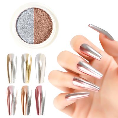 China Nail Tips Art Decorations Sliver Mirror Powder Nail Acrylic Powder Double Color Multi Solid Dye Powder OEM Logo Custom Private Label 6 Colors for sale