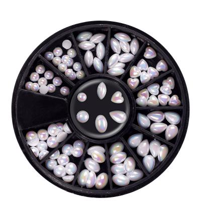 China Finger Nail Art DIY Nail Jewelry Waterdrop Round Shape Magic Mermaid Charms Roll Flat Back 3D Pearl Nail Decorations for sale