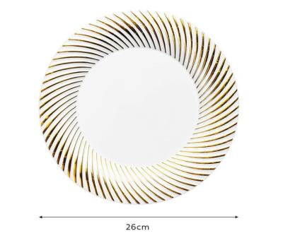 China Disposable Premium Multi-Use Plastic Dinner Bombs With Gold Ripple Rim - 26cm for sale