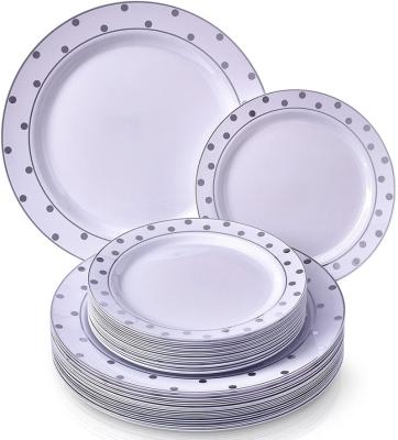 China Disposable Silver Fancy Disposable Disposable Plastic Wedding Dishes Set for sale