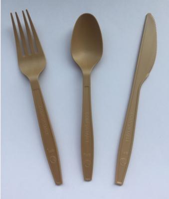 China Biodegradable PLA Plastic Spoon Fork Knife Cutlery Set Disposable Flatware Set for sale