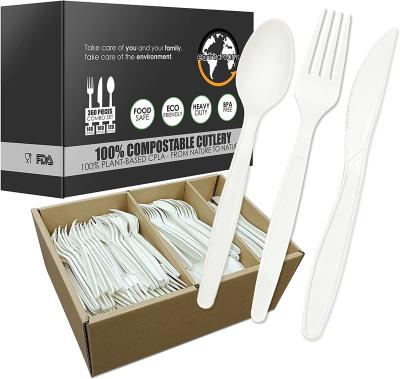 China PLA Compostable Cutlery Set Pasta CPLA Disposable Biodegradable Utensils Set for sale