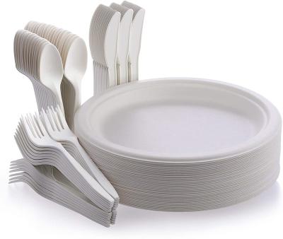 China Disposable Disposable Tableware Set Compostable And Biodegradable Sugarcane Dishes for sale