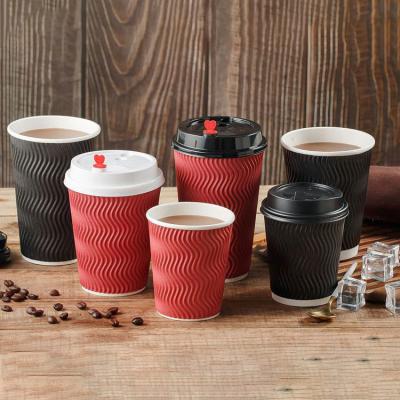 China Disposable Corrugated Paper Cup 8/12/16oz Disposable Tea Hot Drink Milk Coffee Cardboard Cup for sale