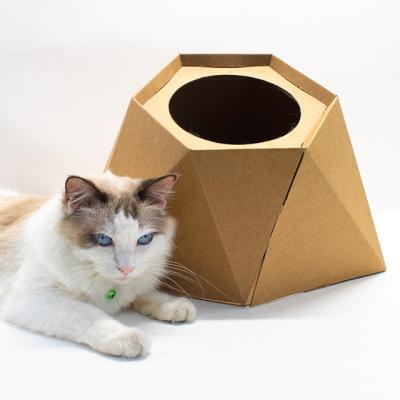 China Sustainable Pet Products Paper Cat House cardboard furniture scratcher luxury carton accessories cages room corrugated scratching beds for sale