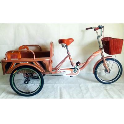 China Pdal Tricycle 20inch Steel Folding Tricycle With Two Seats Cargo Bike for sale