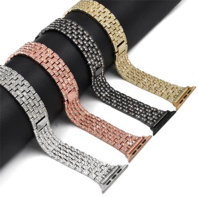 China Luxury Stainless Steel Diamond Women Bracelet Metal Wristband Strap For Apple Watch Band 38mm 40mm 42mm 44mm For iWatch Series 7/6 5/4/3/2/1 for sale